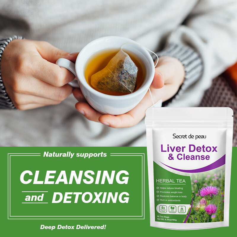 Milk Thistle Liver Cleanse Detox Tea 30Days Herbal Liver Support Supplement