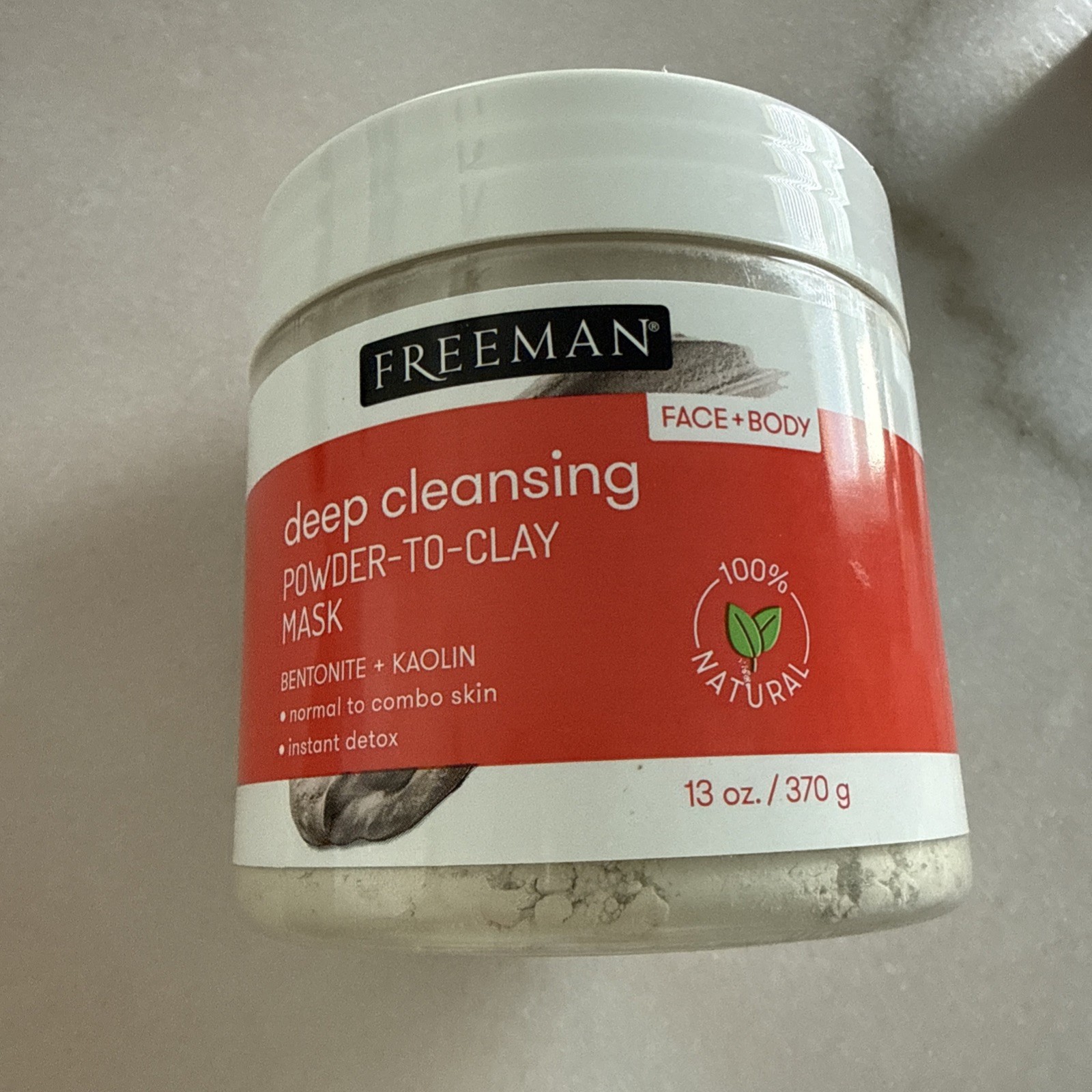 Freeman Deep Cleansing Powder-to-Clay Face Mask Bentonite+Kaolin 13 oz New