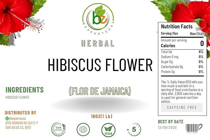 Jamaica Flor – 100% Natural Loose Leaf Hibiscus Tea – 16 oz (1 lb) –Tea Infuser