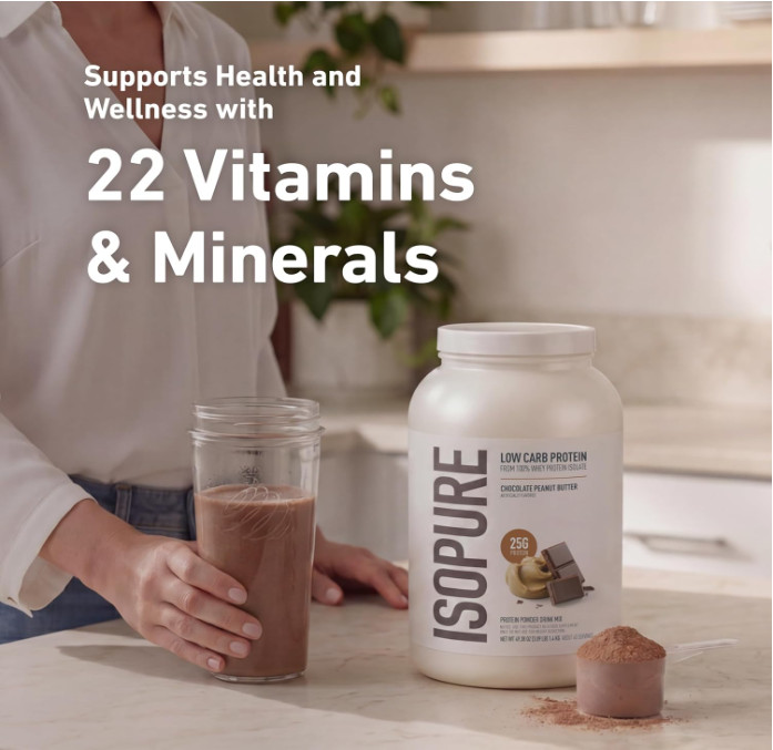 Isopure Low Carb Whey Protein Isolate, Chocolate Peanut Butter, 3 lb, 40 Serving