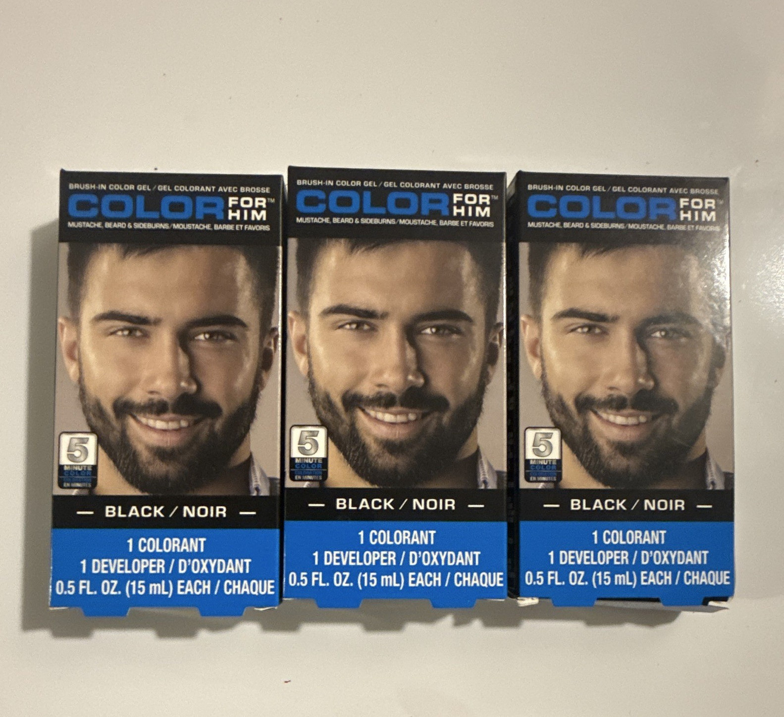 Color For Him Brush-In Gel Hair Dye Black for Beard & Mustache, 0.5 fl oz
