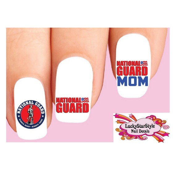 Waterslide Nail Decals Set of 20 – United States US National Guard Mom Assorted
