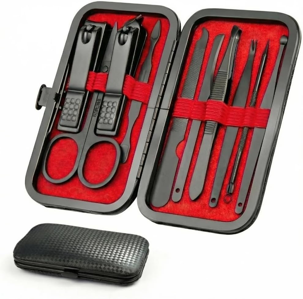 OKOM Professional Nail Clippers Set – 10 PCS Stainless Steel Nail Kit with Trave