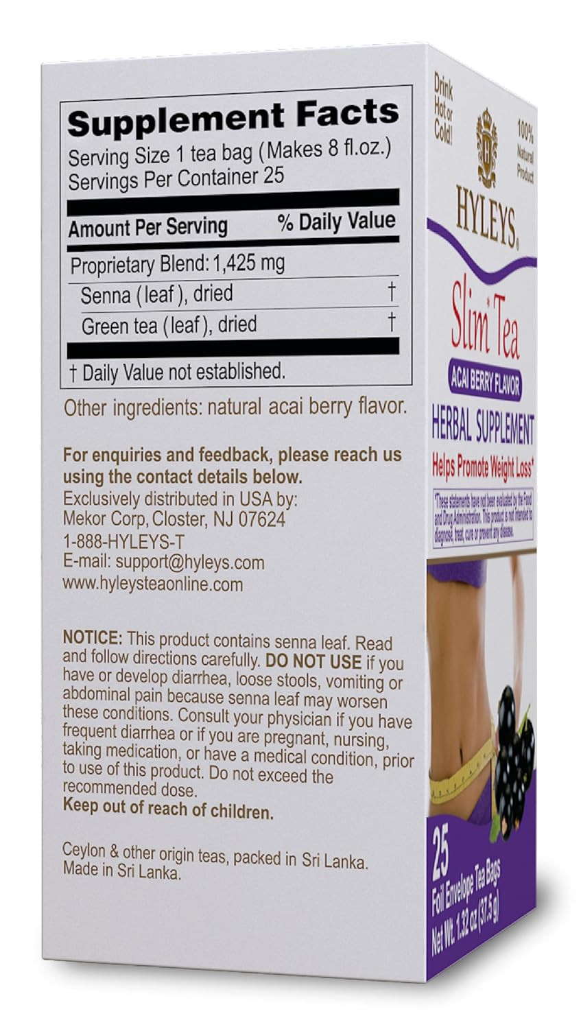 Slim Tea Acai Berry Flavor – Weight Loss Herbal Supplement Cleanse and Detox – 2