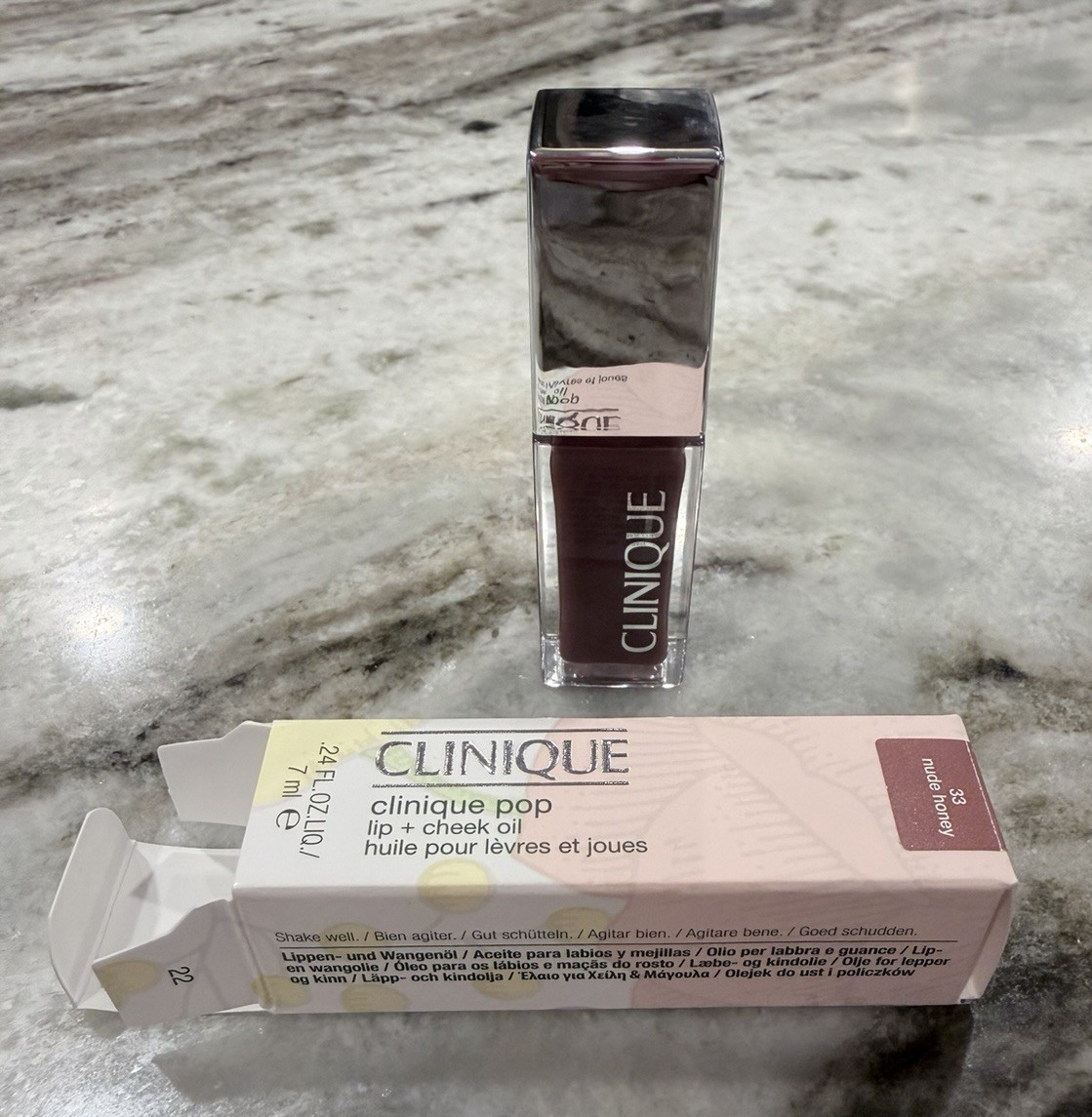 Clinique Pop Lip + Cheek Oil Lip Oil 33 Nude Honey Shine Glossy 0.24 fl oz