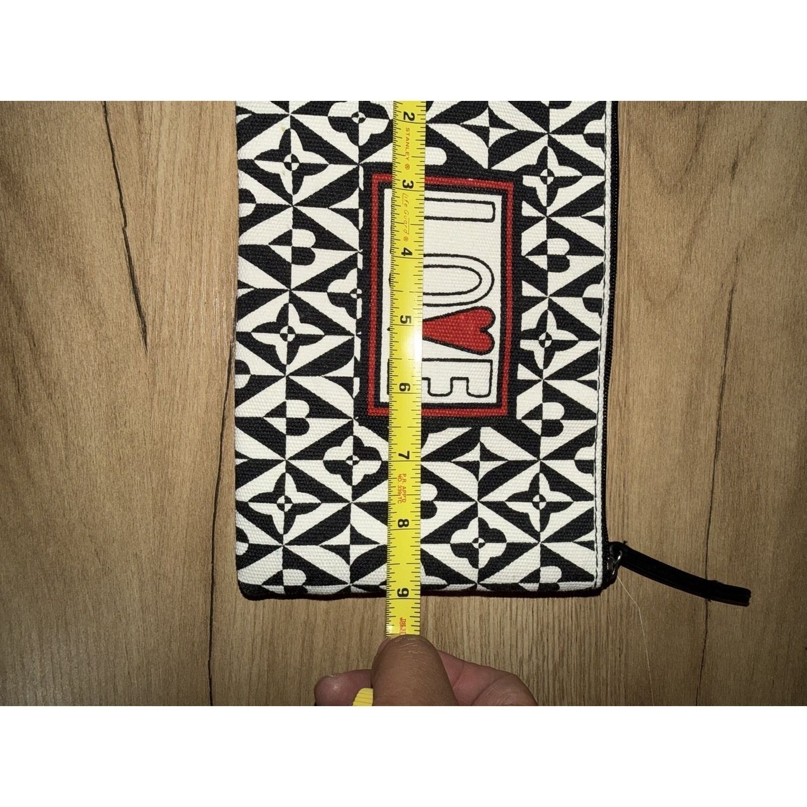 Brighton Canvas Zippered Pouch LOVE Black White Red Makeup Bag or Pencil Case P