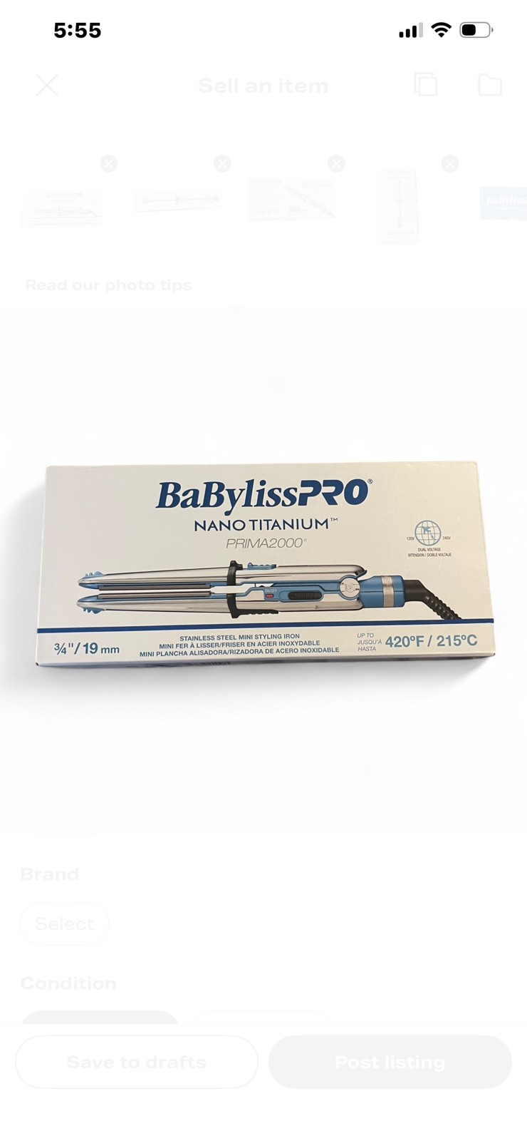 BaByliss Prima2000 Flat Iron BABSS2000 MiniFlat Iron 3/4» Brand New