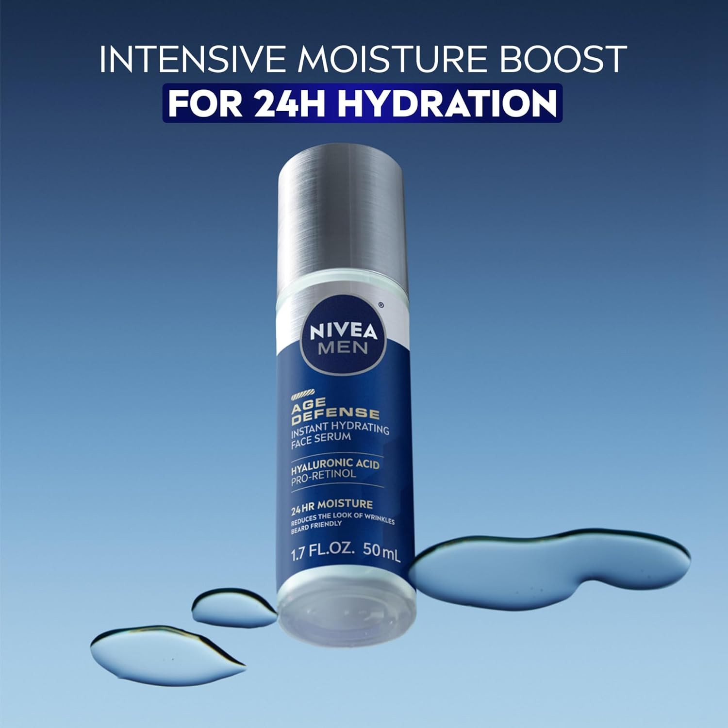 NIVEA MEN Age Defense Hydrating Face Serum Pro-Retinol 1.7 oz