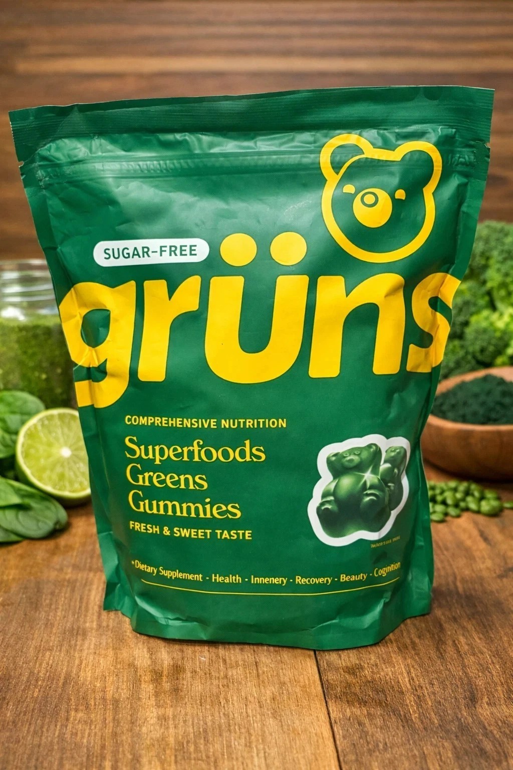Gruns Adults Super Greens Gummies Bears NO SUGAR Superfood