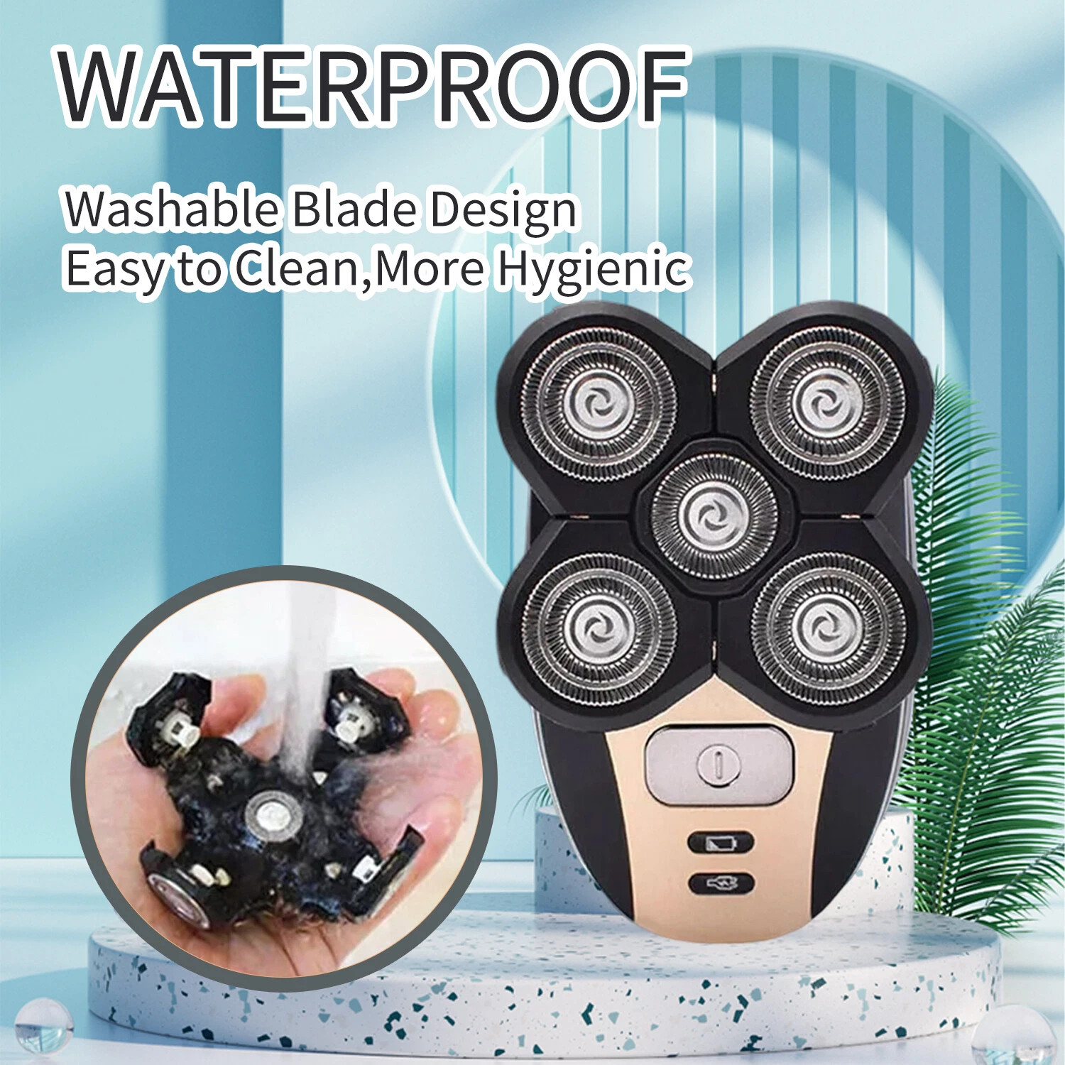 5-in-1 Rotary Electric Shaver 4D Rechargeable Bald Head Hair Beard Trimmer Razor