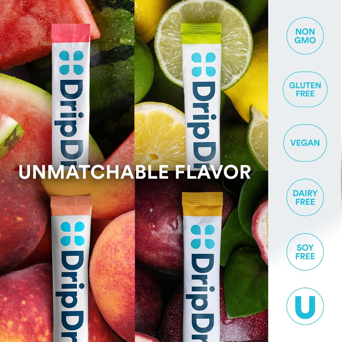 DripDrop Sugar Free Hydration Packets – Zero Classic Variety Pack – 32 Count