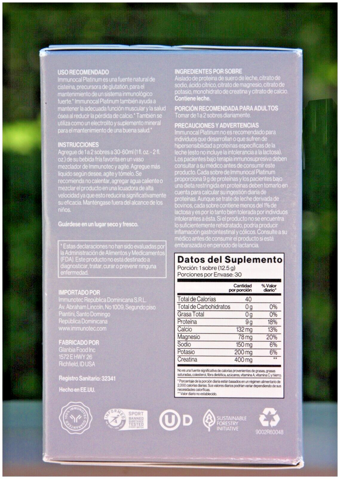 Immunocal Platinum Glutathione Precursor, 30 Pouches by Immunotec, Exp. 6/2025