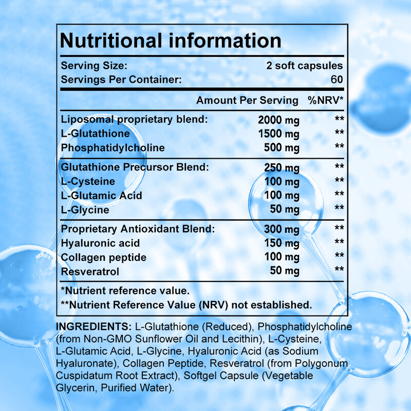 Liposome Glutathione Capsules -Supports liver, brain, and immune system health