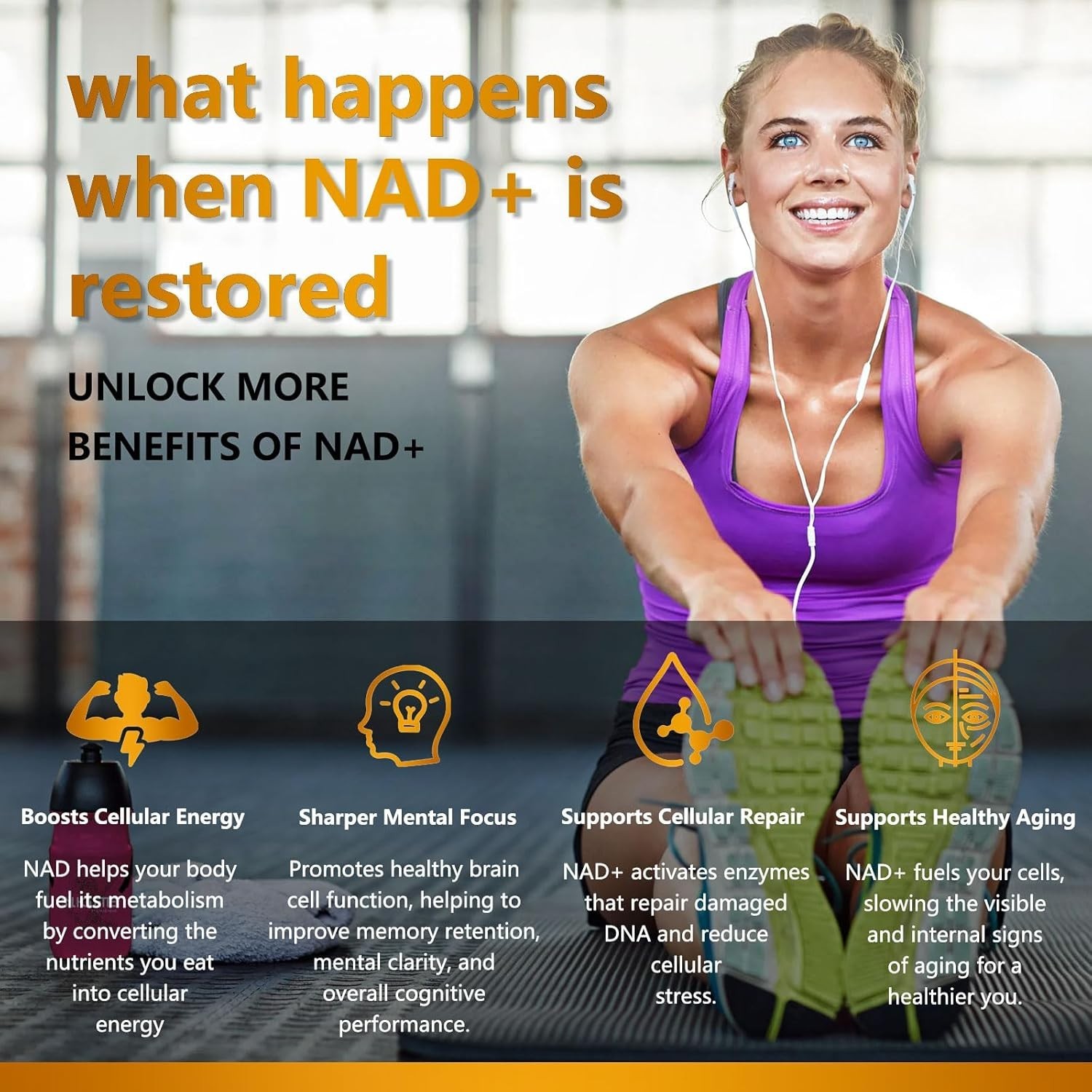 UNcena NAD+ Supplement 1500mg Liposomal Nicotinamide Riboside Resveratrol 120 Ca