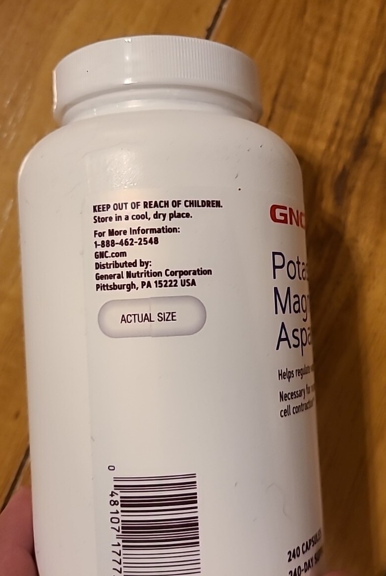 GNC Potassium & Magnesium Aspartate 240 Capsules Exp: 07/2029