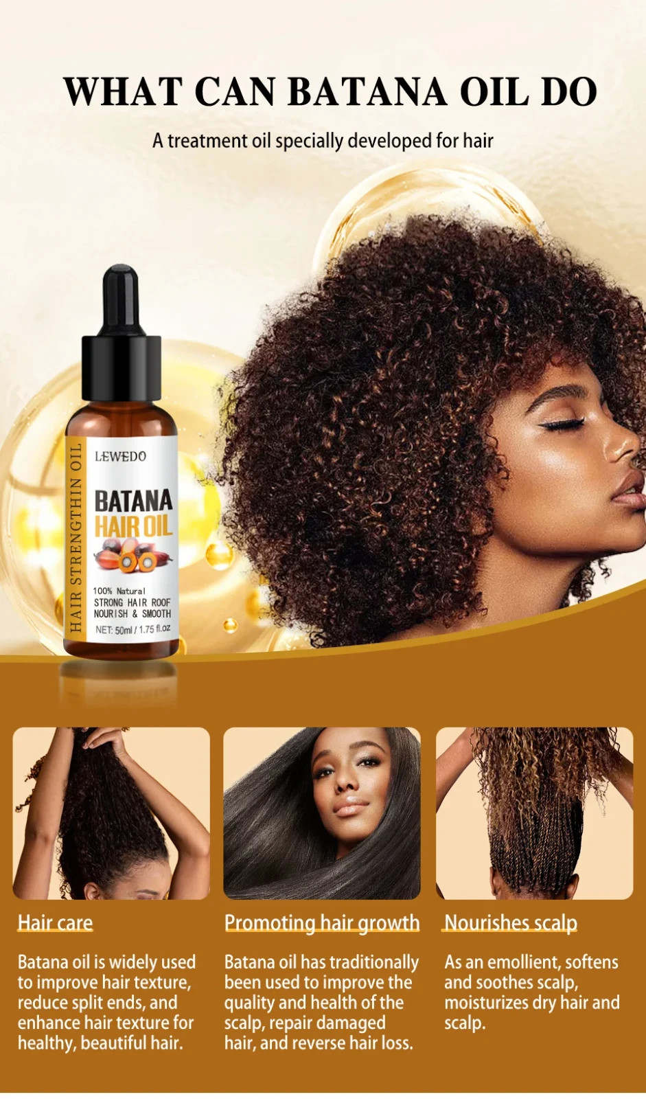Natural Batana Oil Serum For Hair Growth Healthier Thicker Fuller Anti Hair Loss