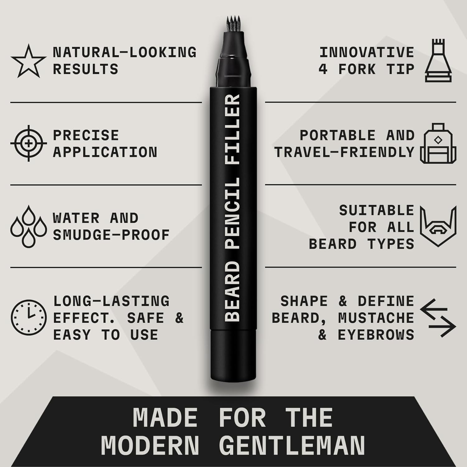 Beard Pen – Jet Black, 2 Pack – Temporary Beard Dye – Waterproof Sweatproof Long