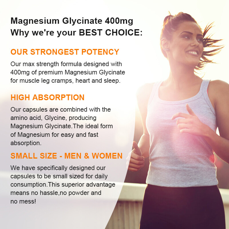 Magnesium Glycinate + Vitamin D3 B6 120 Capsules – Muscle Energy,Sleep Support