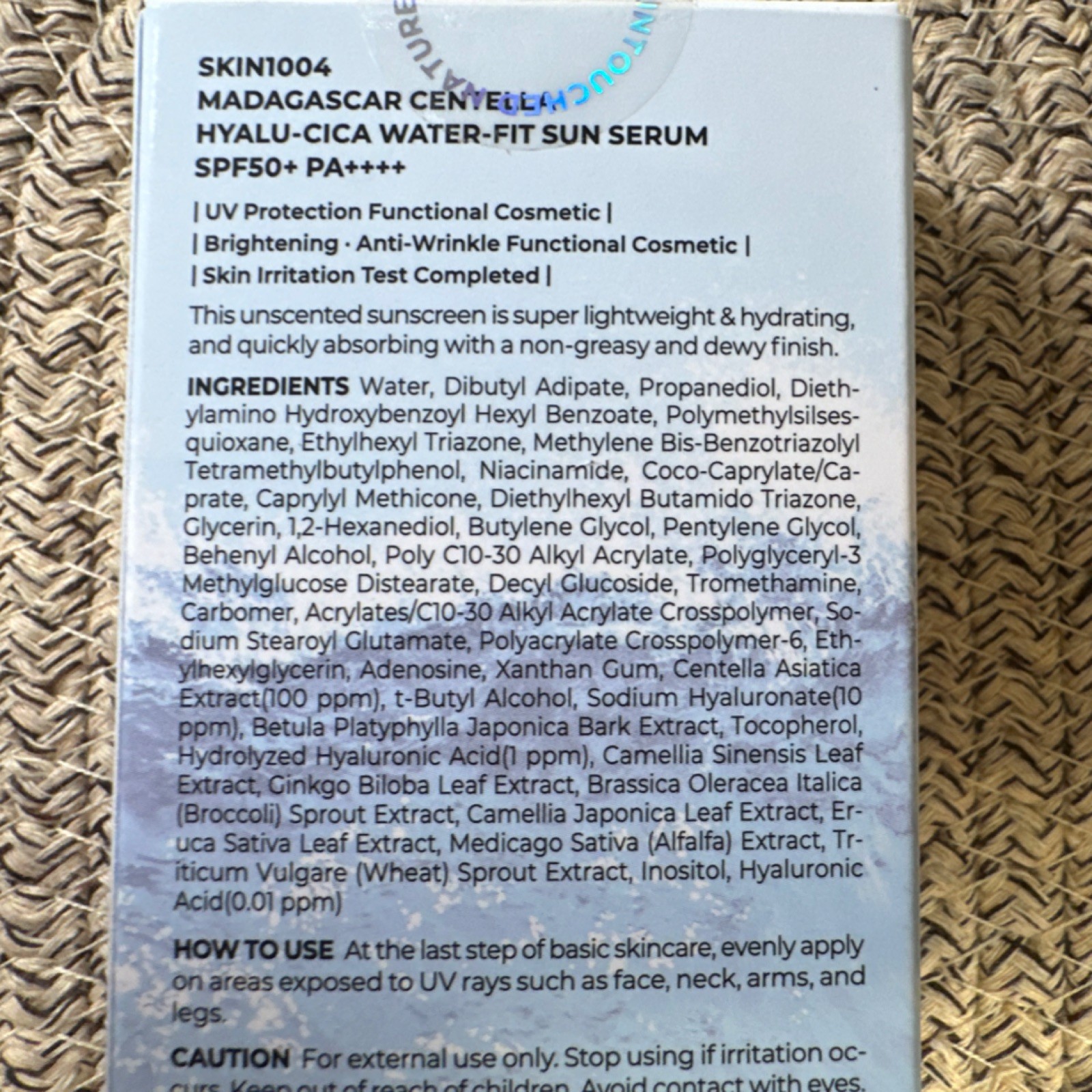SKIN1004 Madagascar Centella Hyalu-Cica Sunscreen Korean Formula SPF50+ PA++++