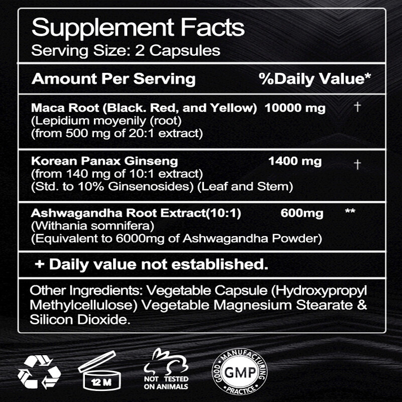 120 Capsules 10000 Mg High Potency Organic Pills For Men & Women Enhance Libido