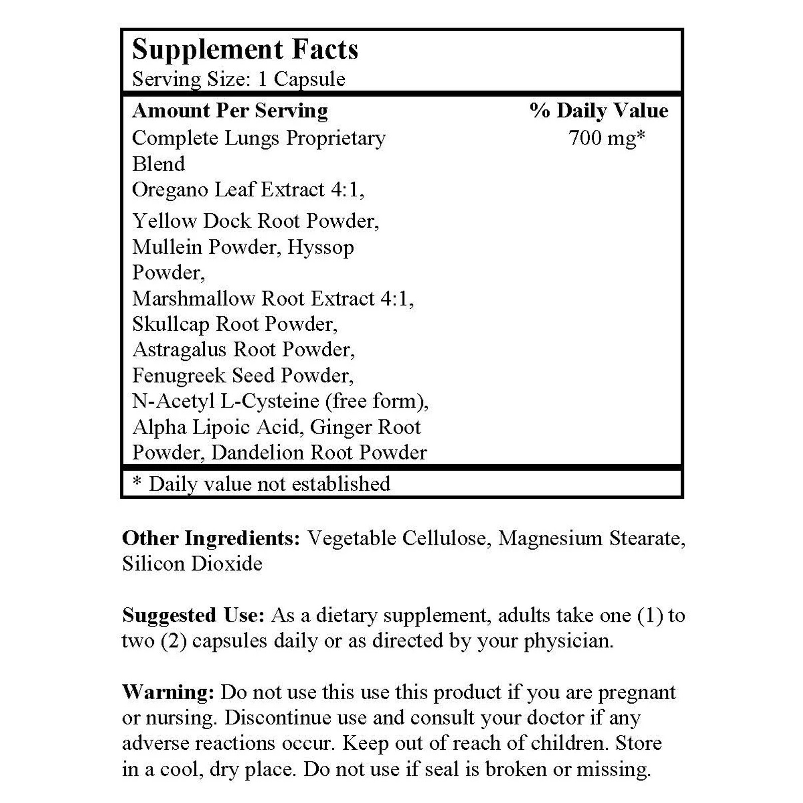NuHealth Complete Lungs Formula 200 Capsules