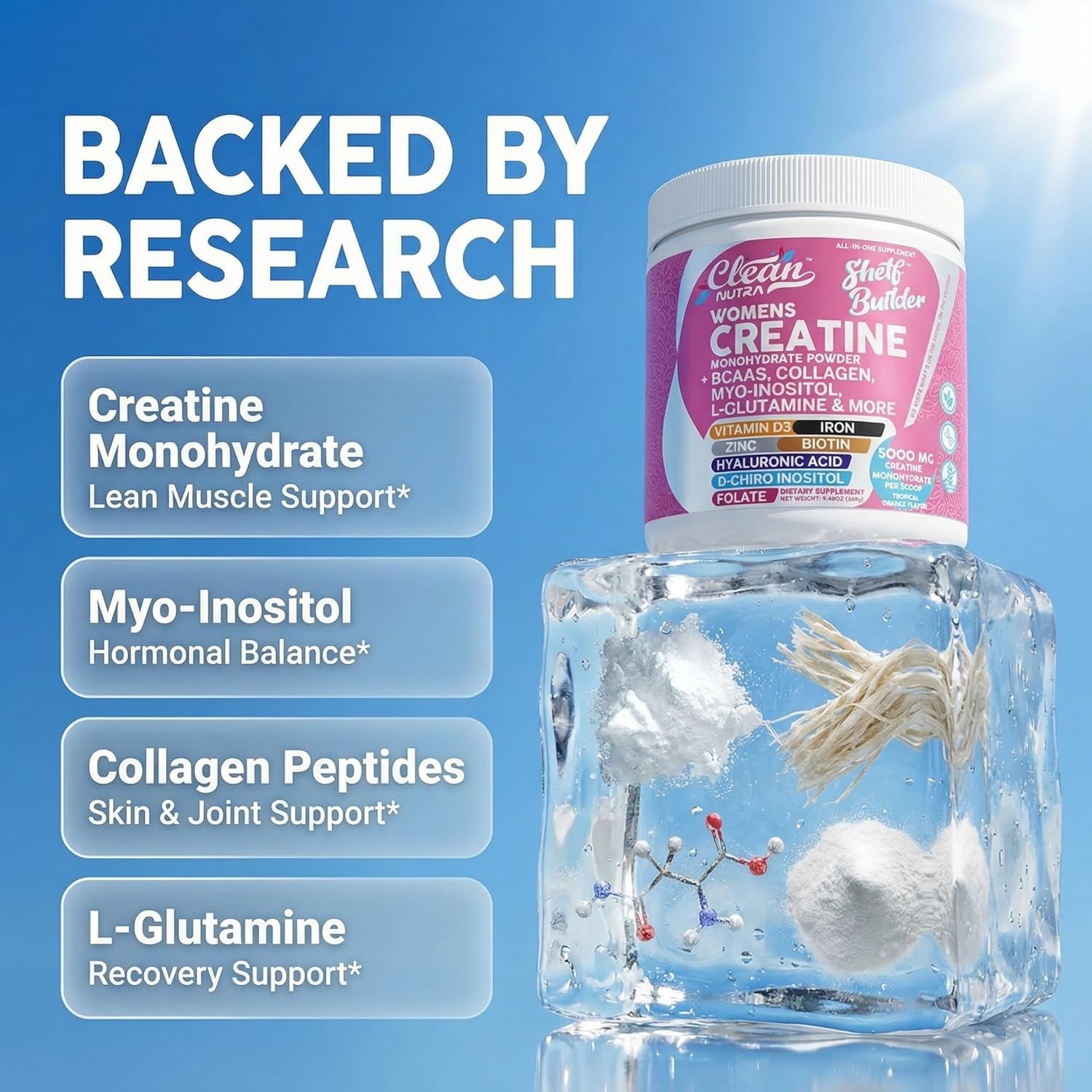 Creatine for Women | Creatine Monohydrate + BCAA Powder Myo-Inositol Collagen Bi