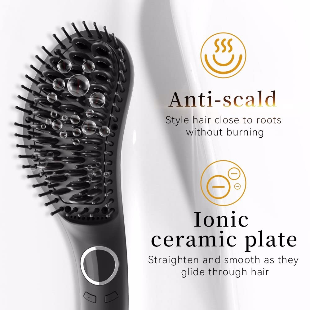 Brand New — Hair Straightener Brush, Ceramic Ionic Straightening Iron Comb
