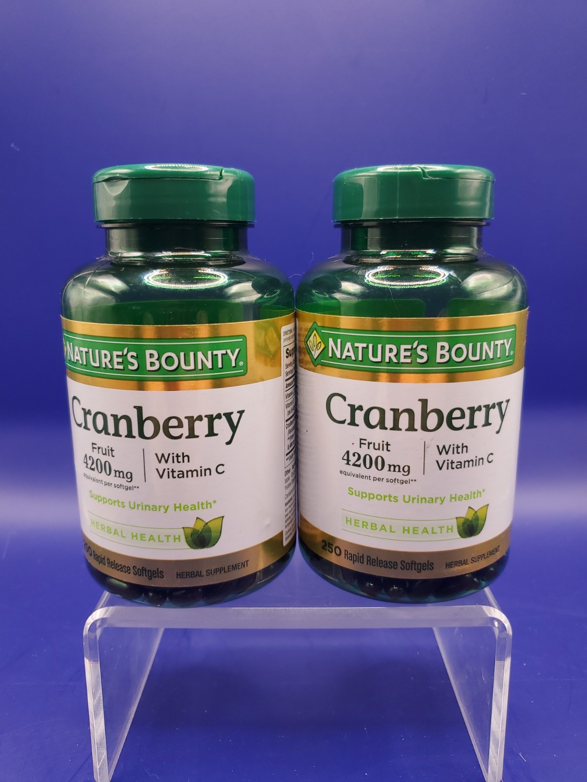 2 Pack Nature’s Bounty Cranberry Fruit 4200mg Vitamin C Softgel 250Ct Exp 06/26