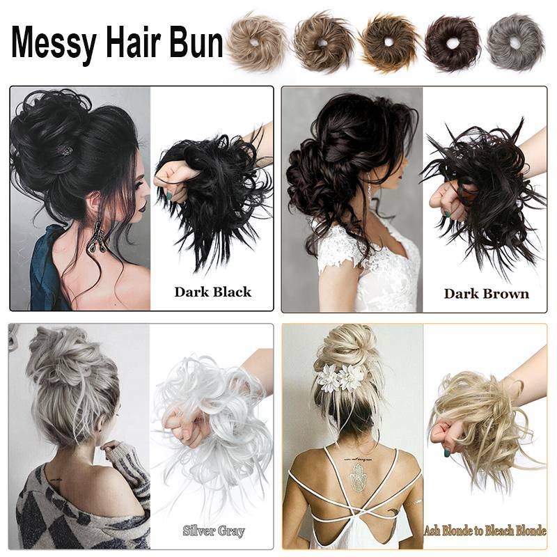 Curly Messy Bun Hair Piece Scrunchie Updo Cover Hair Extensions Real As Human US