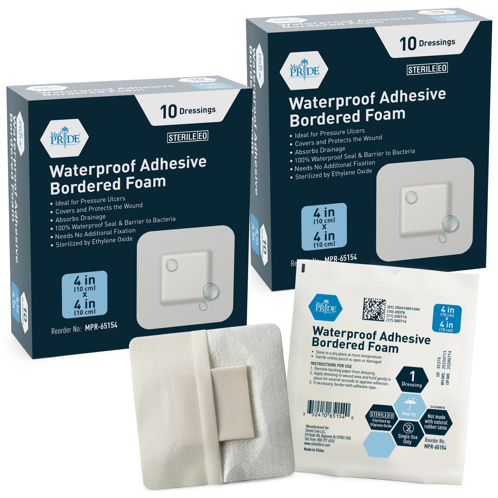 MED PRIDE Waterproof Silicone Foam Dressings 4×4 6×6 Sterile Adhesive 20-40 Ct