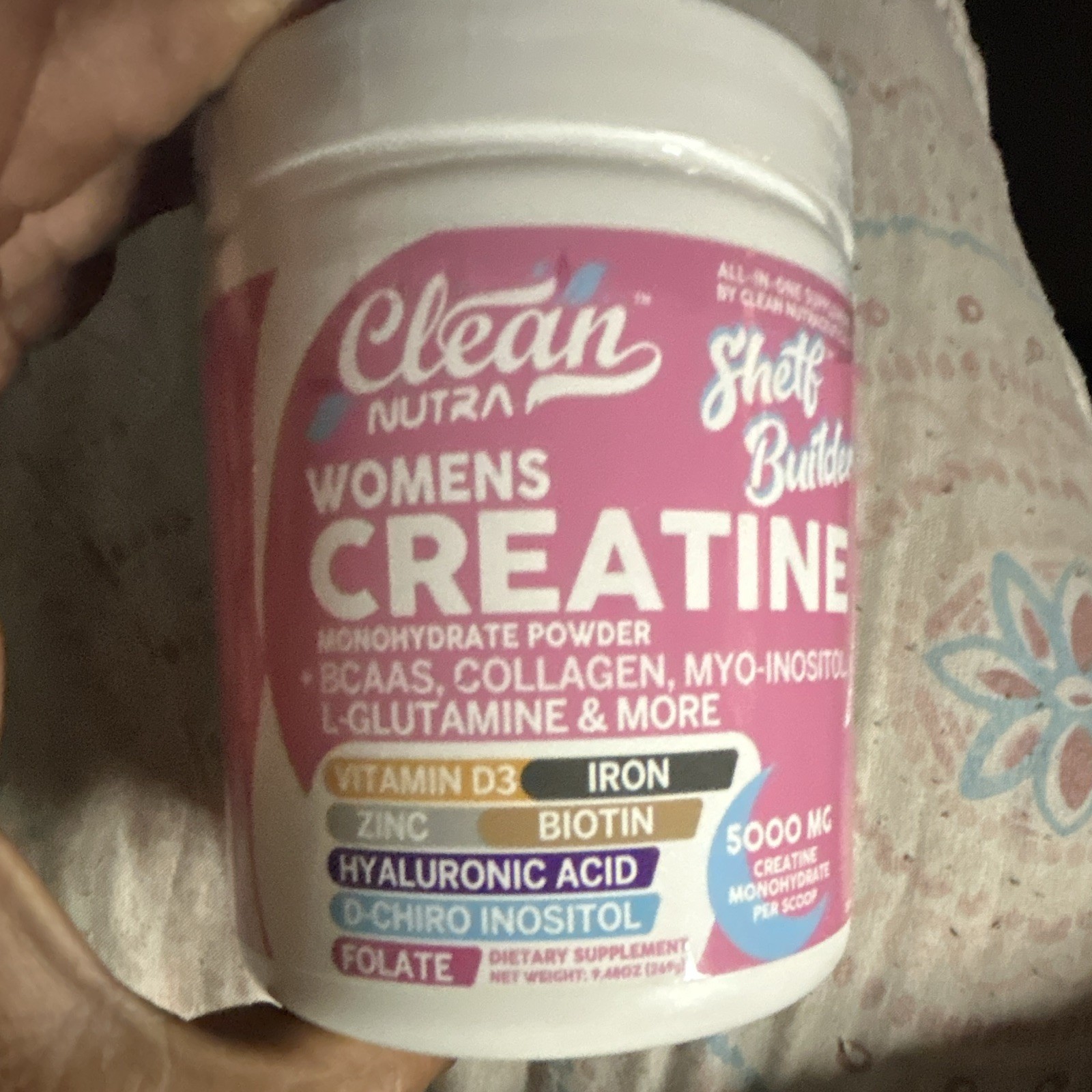 Clean Nutra Creatine Monohydrate Powder 5000mg Vitamin D3 Biotin Iron Zinc Women