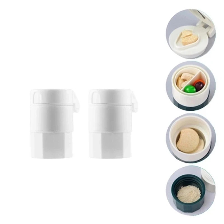 Pill Crusher Cutter and Grinder Combo with Drinking Cup Storage by easycare
