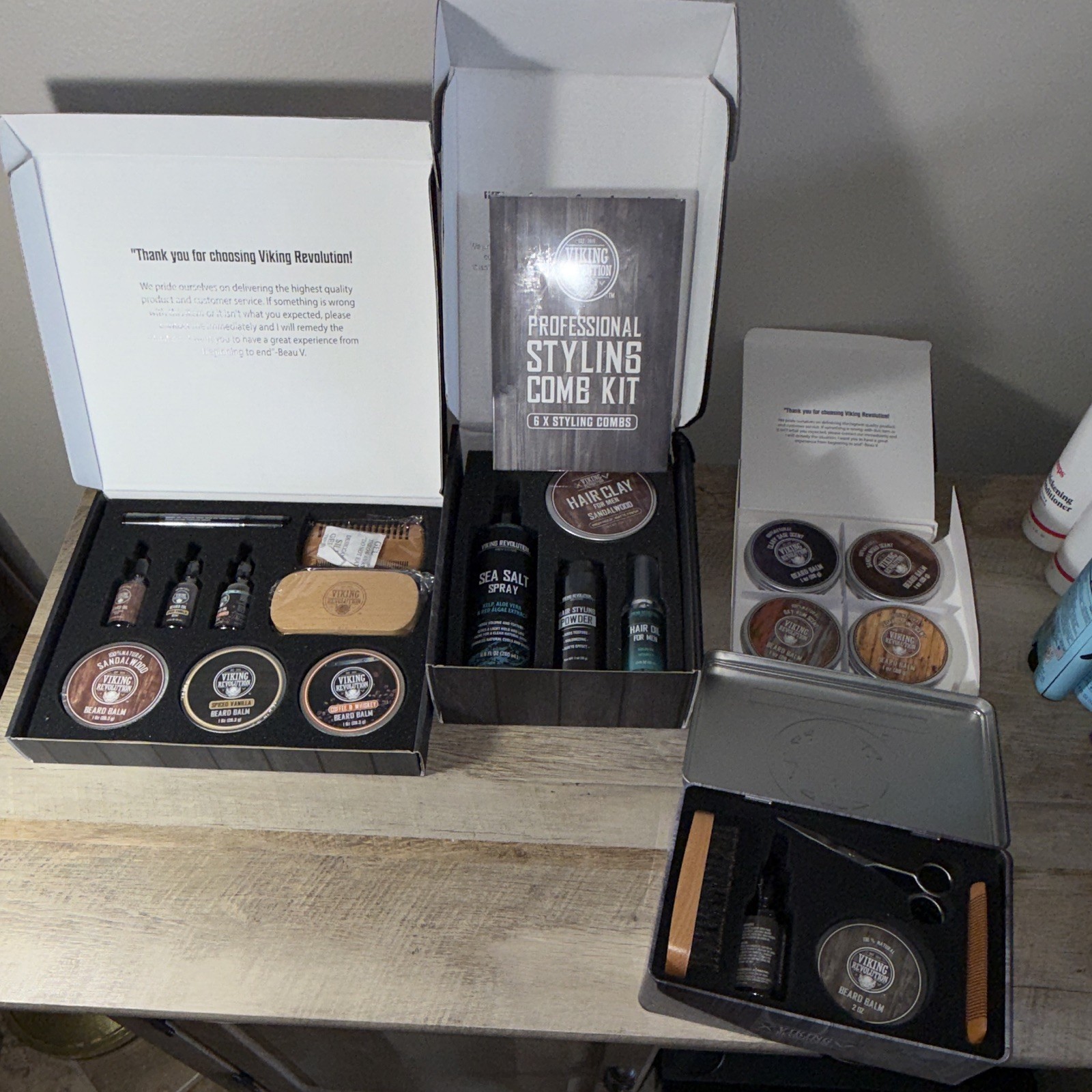 4 Viking Revolution Ultimate Beard Care Kits Balm Oil Brush Comb Scissors