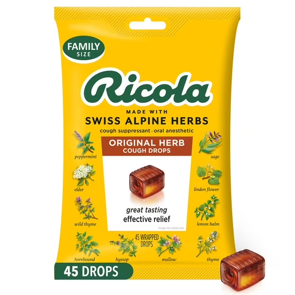 Ricola Original Herb Soothing Cough Drops for Sore Throat and Cough Relief, Valu