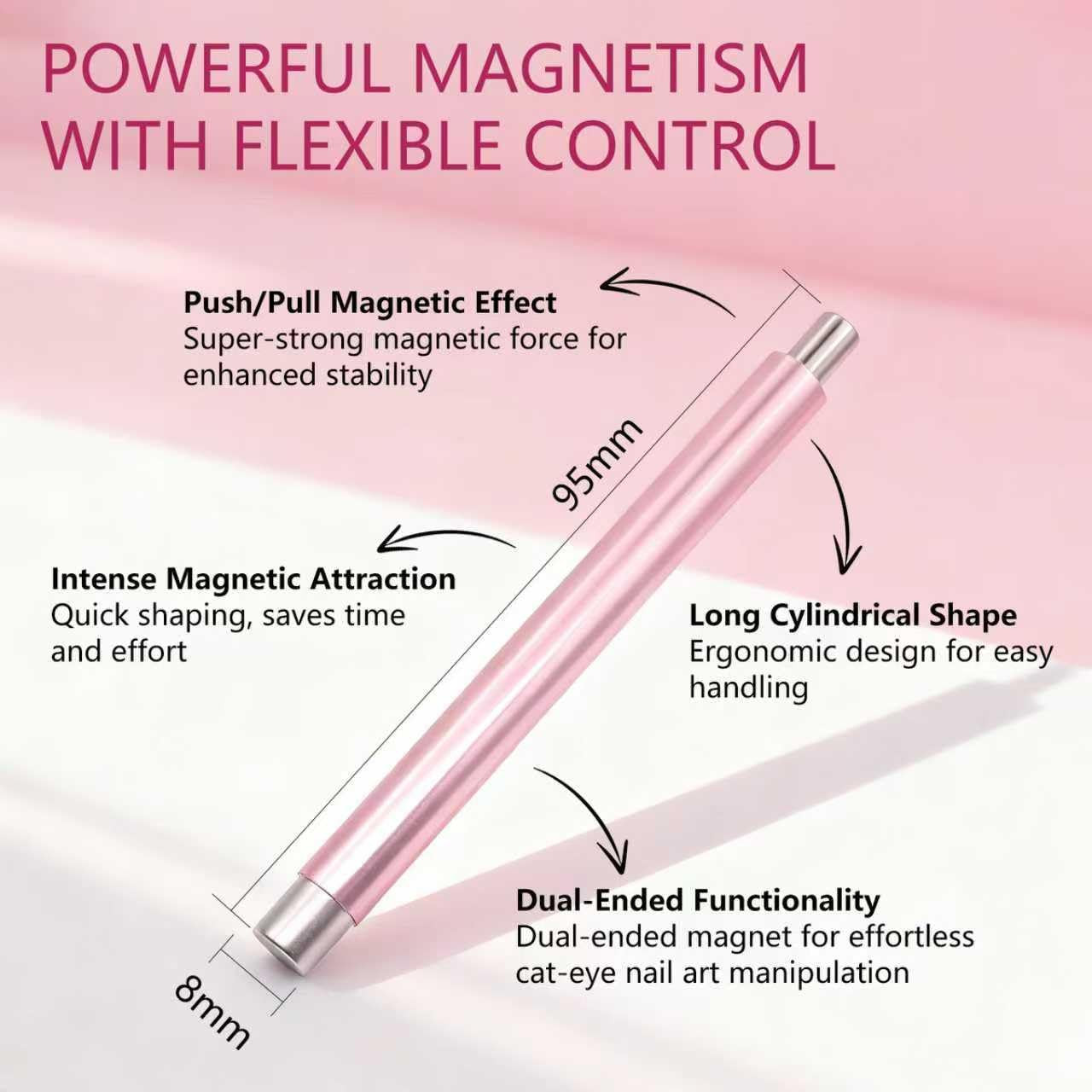 Magnet for Cat Eye Gel Polish,2025 New Double-Head Cat Eye Magnetic Nail Art Too