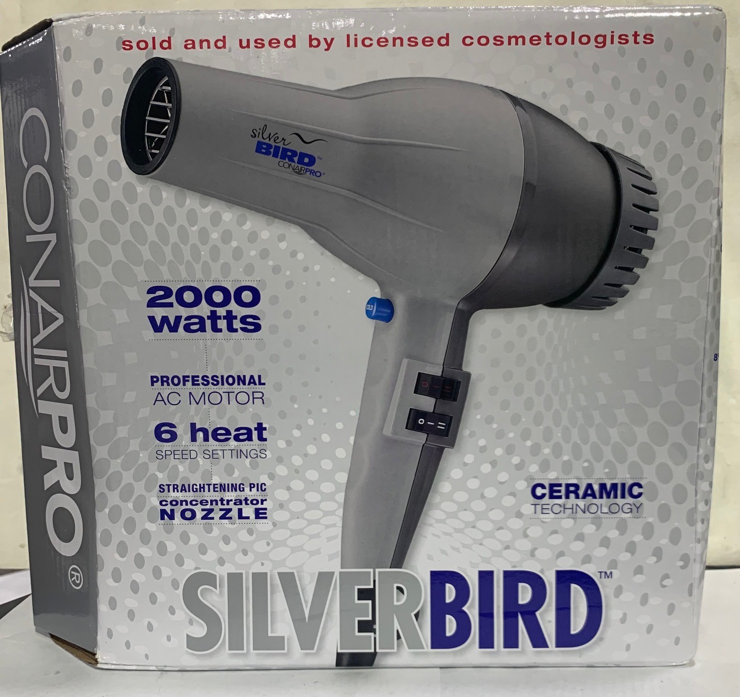 ConairPro SilverBird 2000W Ceramic Hair Dryer Professional Salon BOX DAMAGED