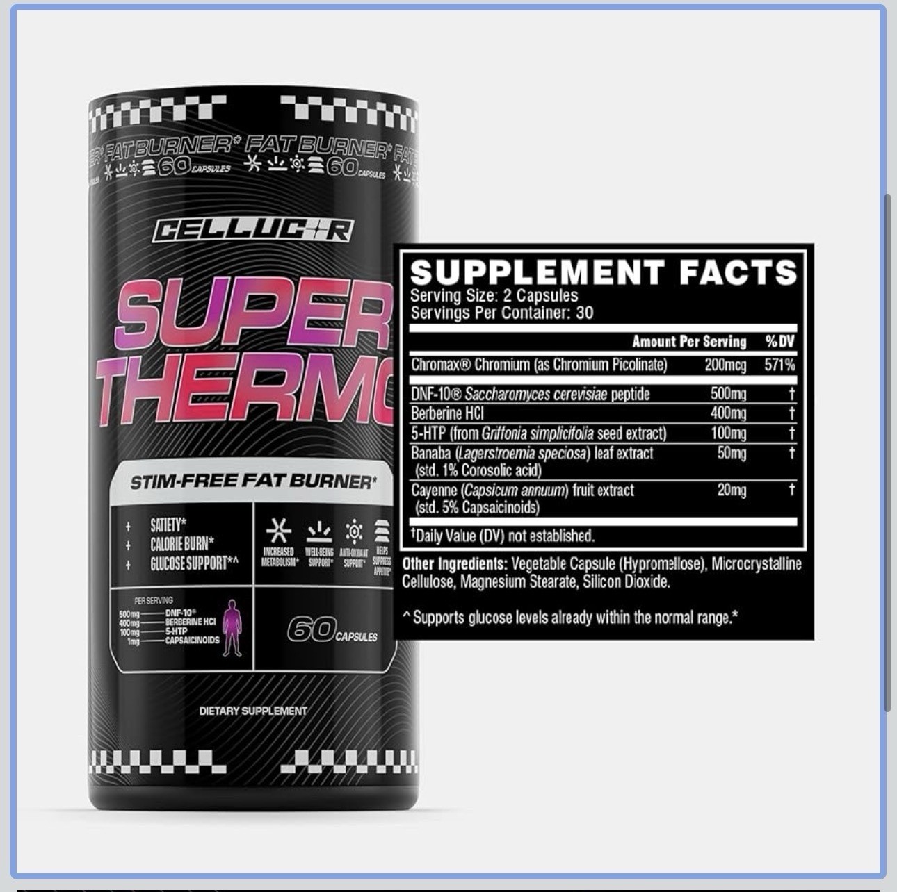 Cellucor Super Thermo Stim-Free Fat Burner 60 Capsules Best By: 09/2026