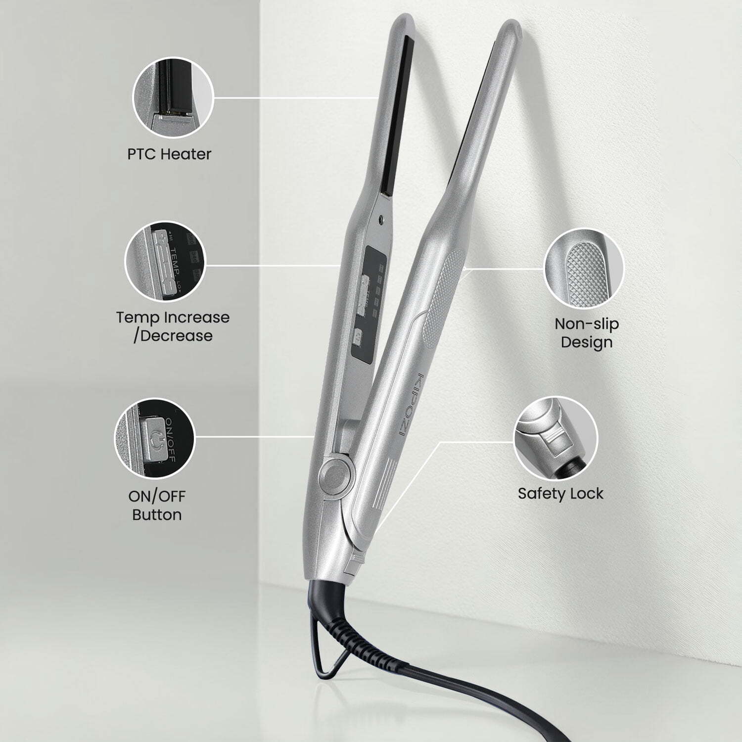 KIPOZI 3/10″ Titanium Mini Pencil Flat Iron Straightener Curler for Short Hair