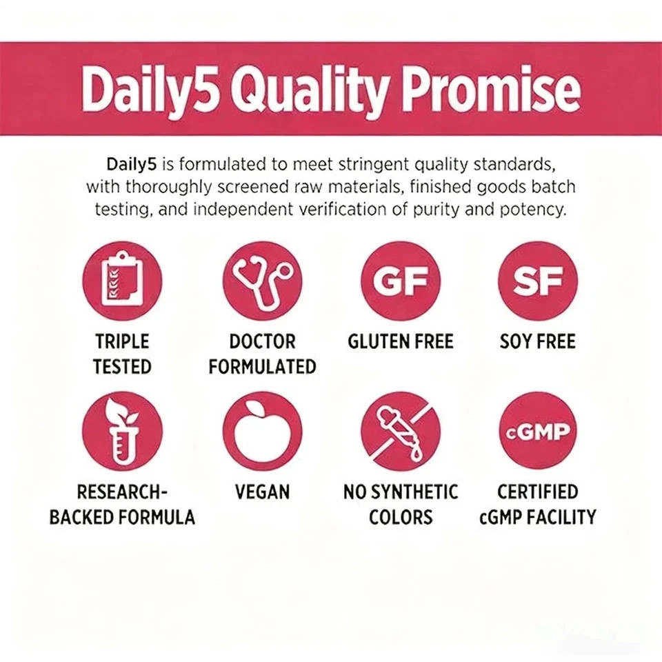 3PACK Doctors’ Preferred Daily5 90 Vegan Capsules Dietary Supplement