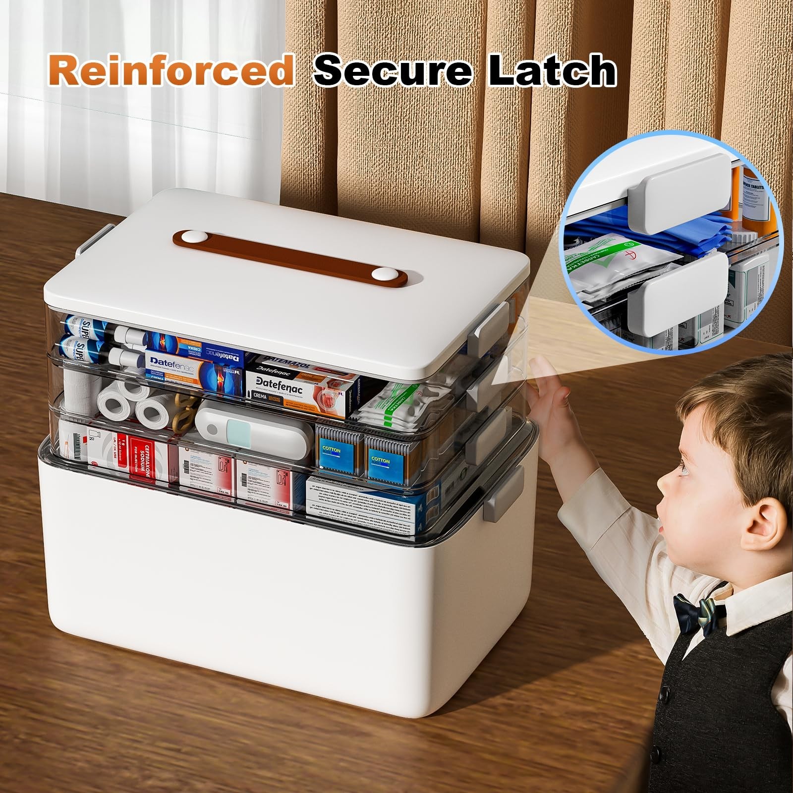 4-Tier Portable Medicine Storage Organizer Box – First Aid, Craft & Sewing Kit w
