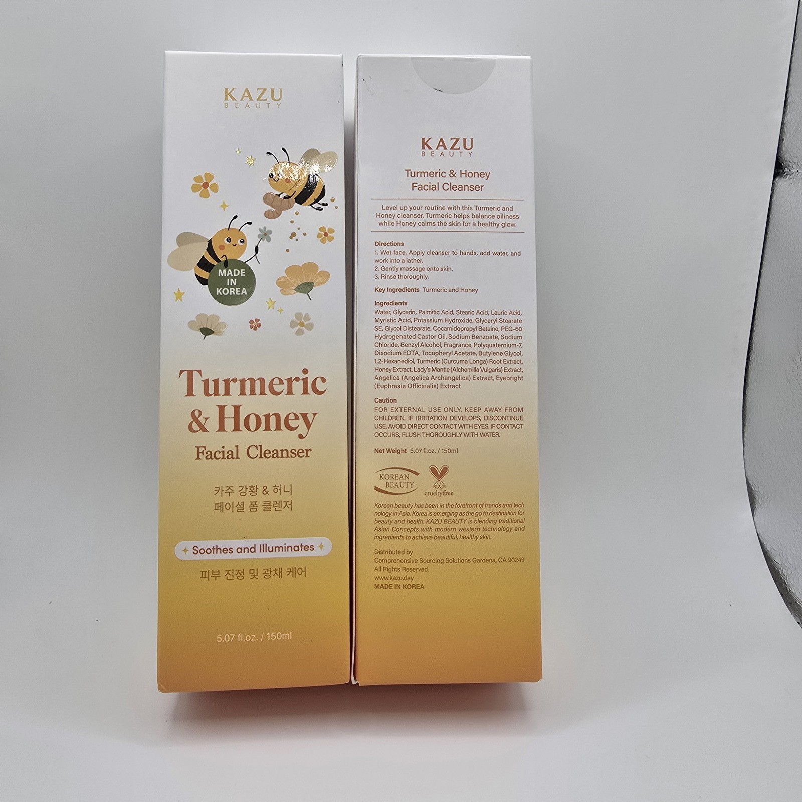 Kazu Beauty Turmeric & Honey Facial Cleanser Cruelty-Free Soothes 2×5.07 fl.oz