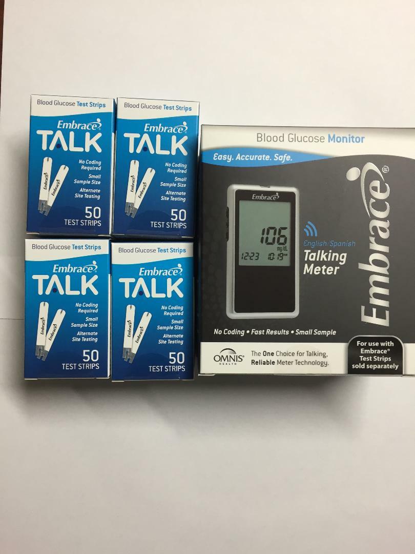 Embrace Blood Glucose (200) Test Strips Plus Meter Expiration: 05/09/2025