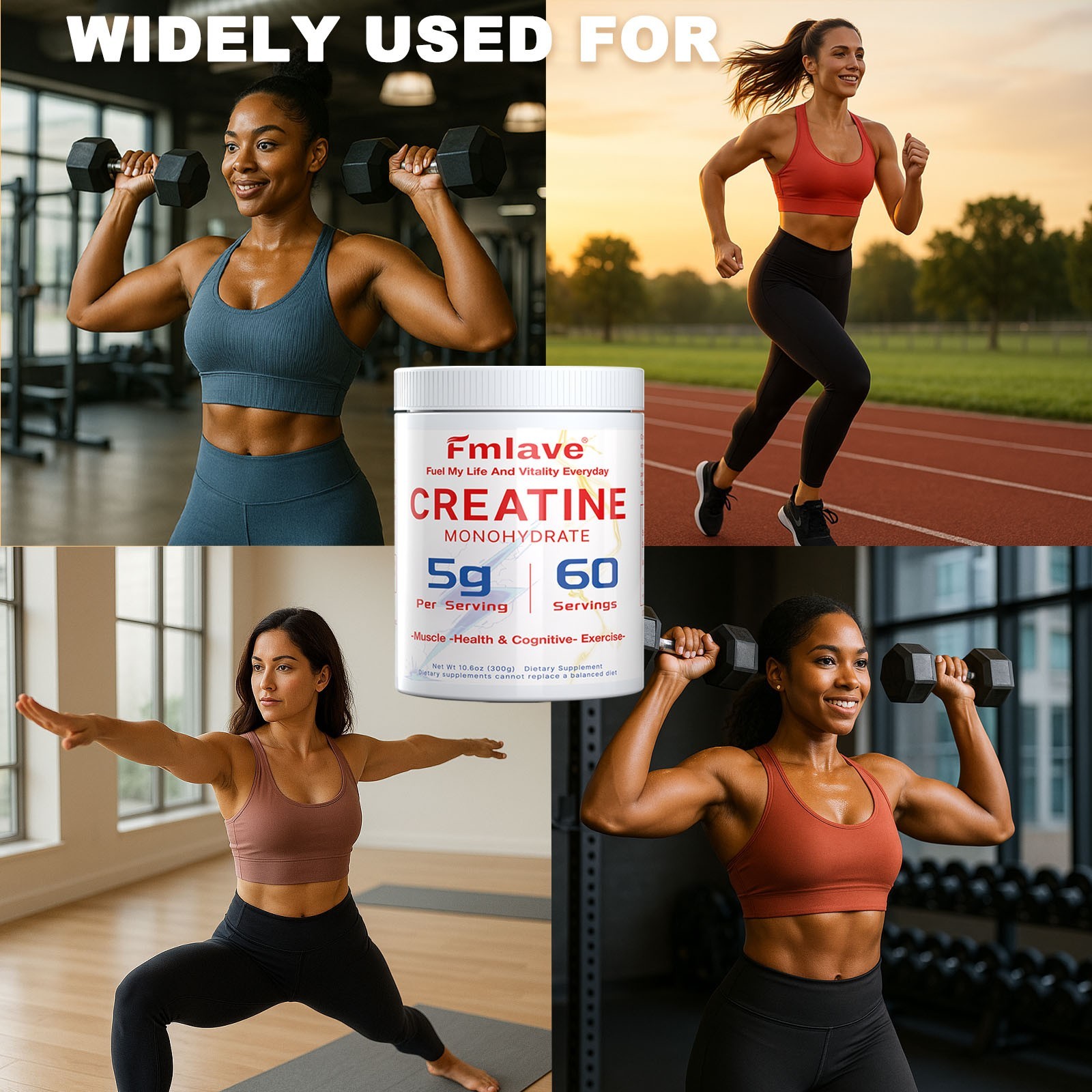 Creatine Monohydrate + Multi Collagen Powder for Women 60 Servings Glute Builder