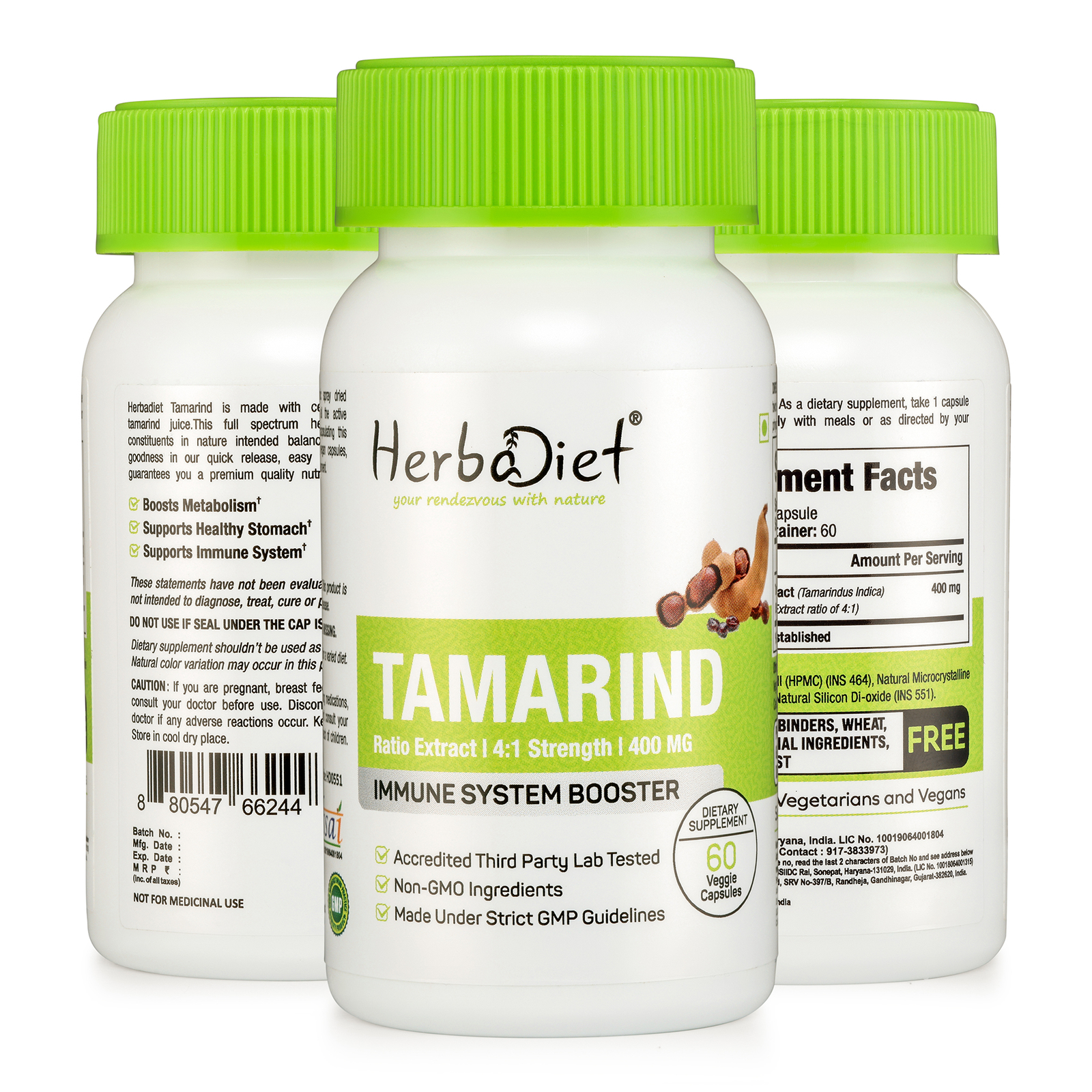 Organic Tamarind Juice Powder Capsules Immune System Booster Tamarindus Indica