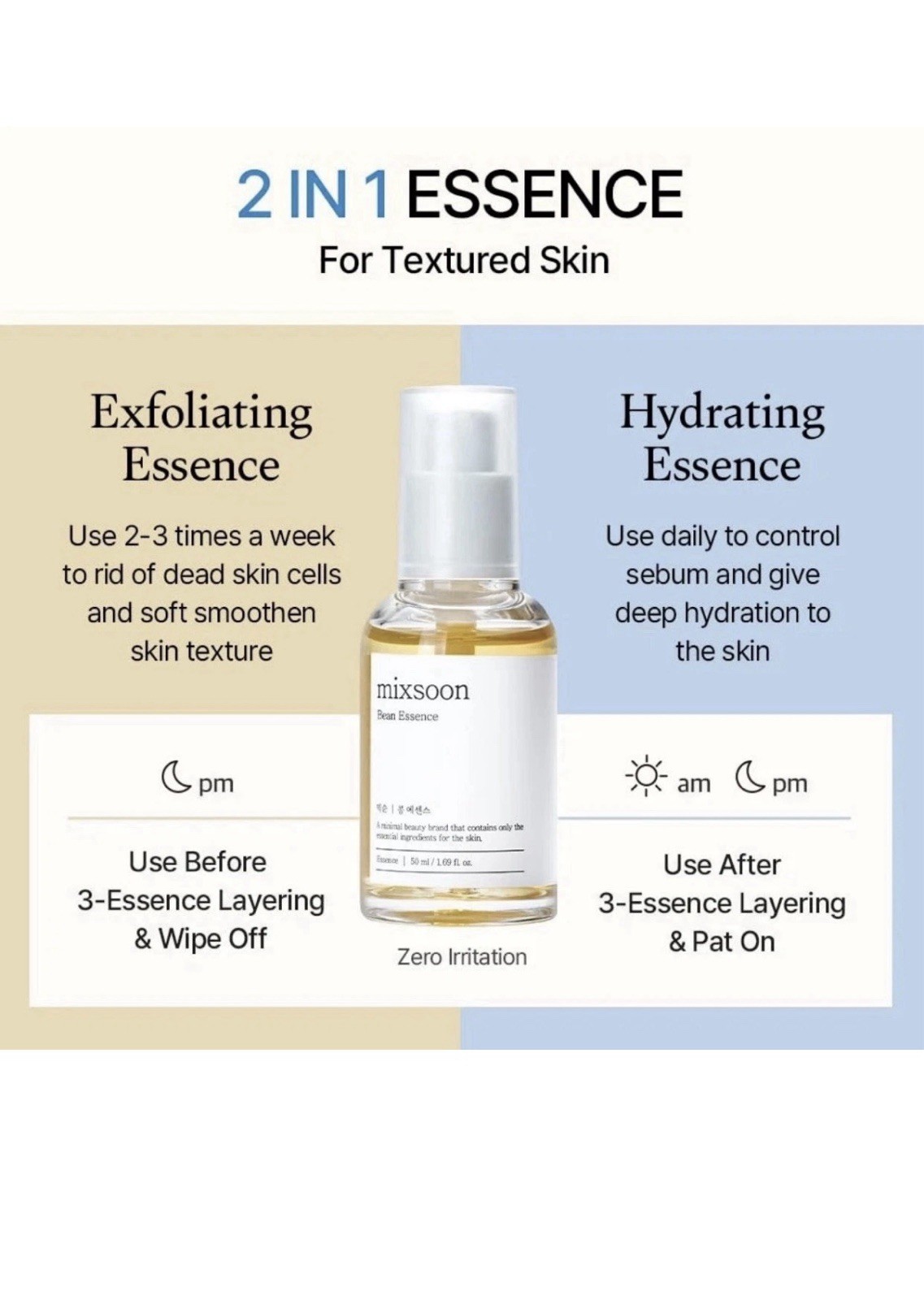 MIXSOON Bean Essence 50ml / 1.69oz Gentle Exfoliating & Moisturizing Exp 12/2026