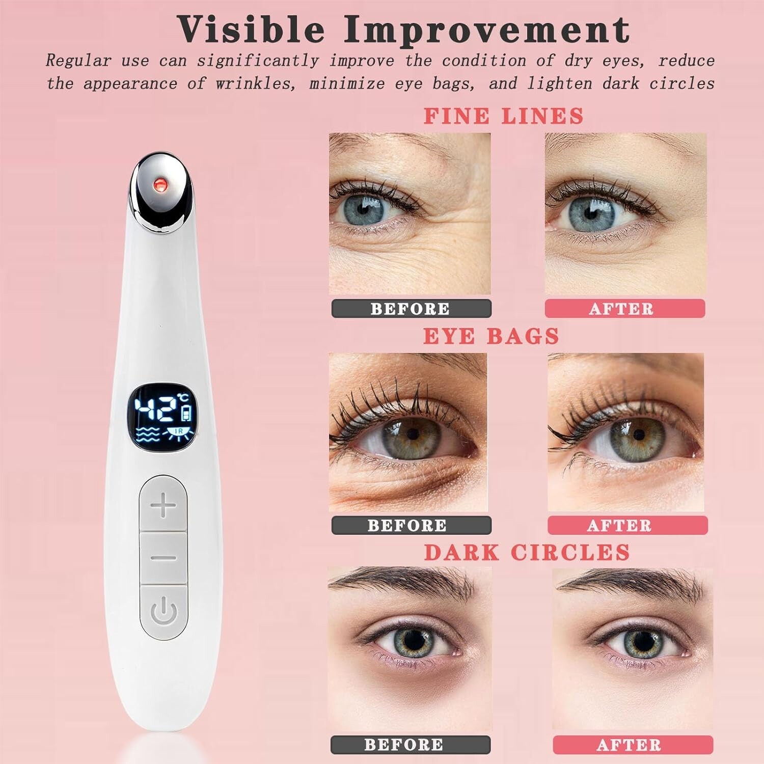 Eye Lift Wand, 3 in 1 Vibrating for Dry Eyes, Dark Circles and Puffiness