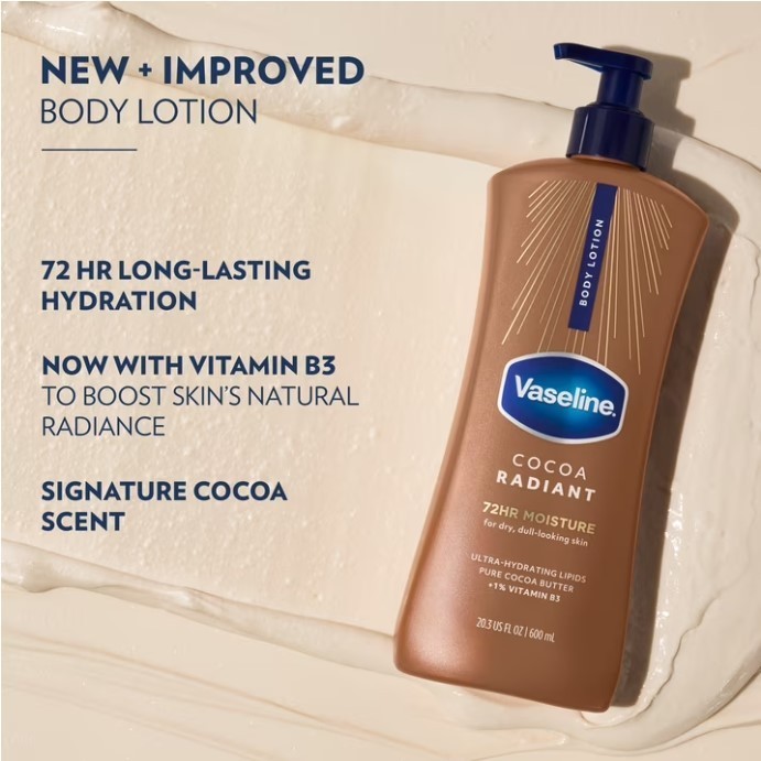Vaseline Cocoa Radiant Body Lotion Dry Skin Moisturizing 20.3 oz Glow