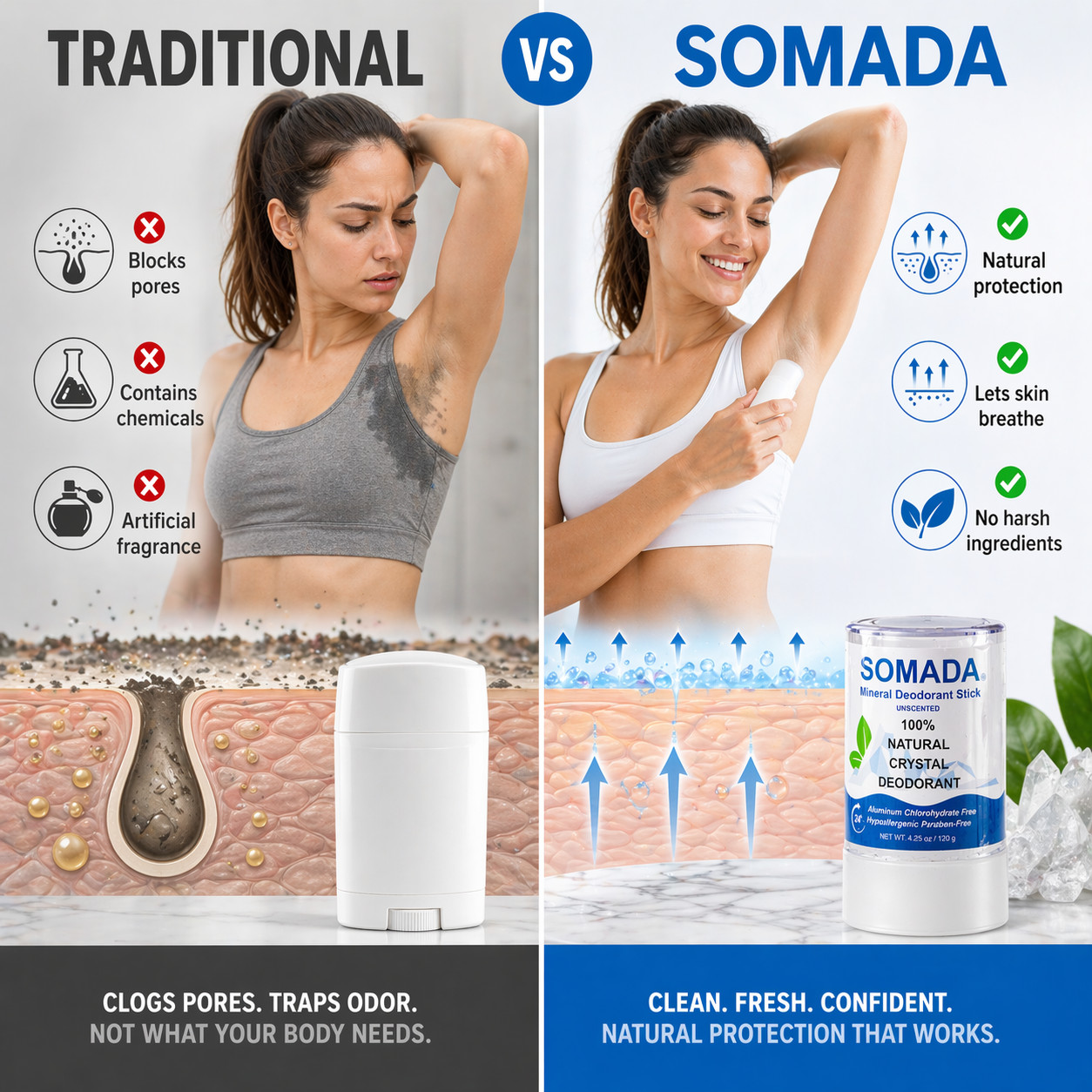 Crystal Deodorant Stick for Women and Men, 4.25 oz/120g – 100% Natural