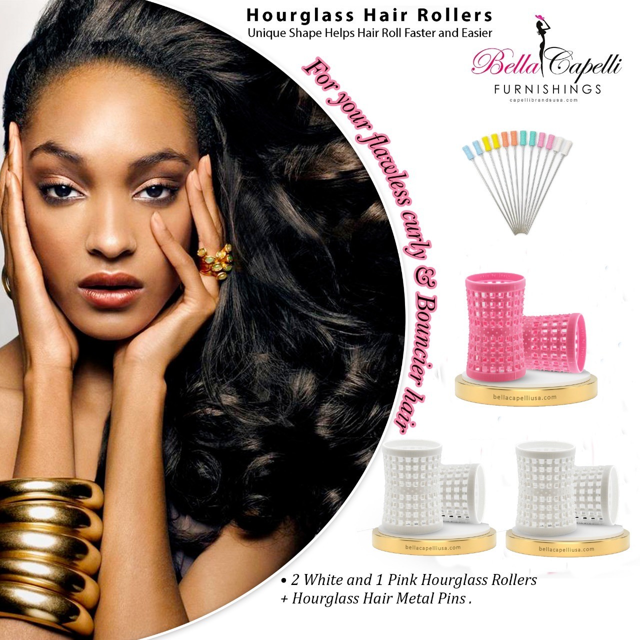 Hourglass All Hair Types Unisex Rollers– Orange 22mm/0.87in – Pack of 12