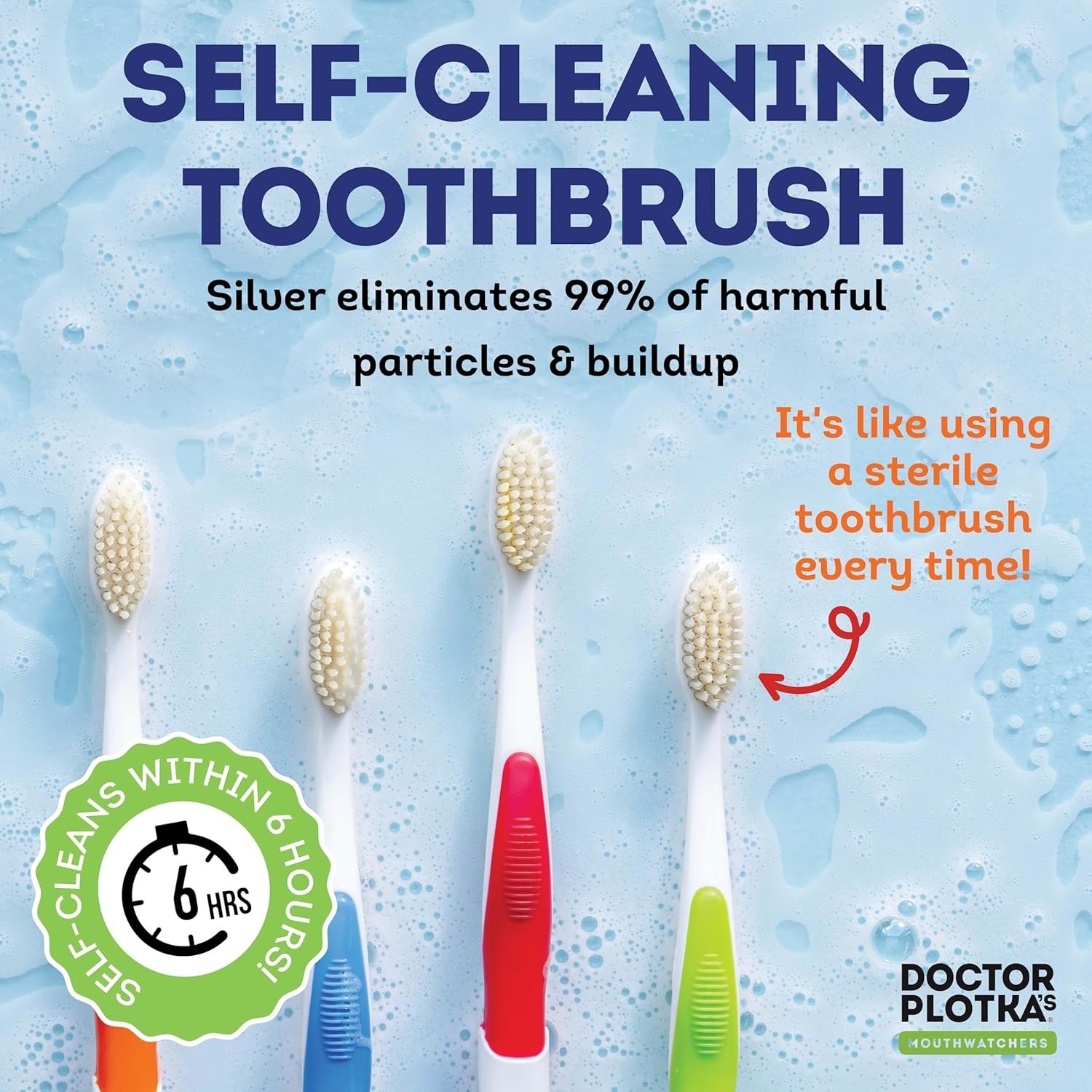 Cruelty-Free Dr. Plotka’s Soft Toothbrushes with Flossing Action – 4 Pack